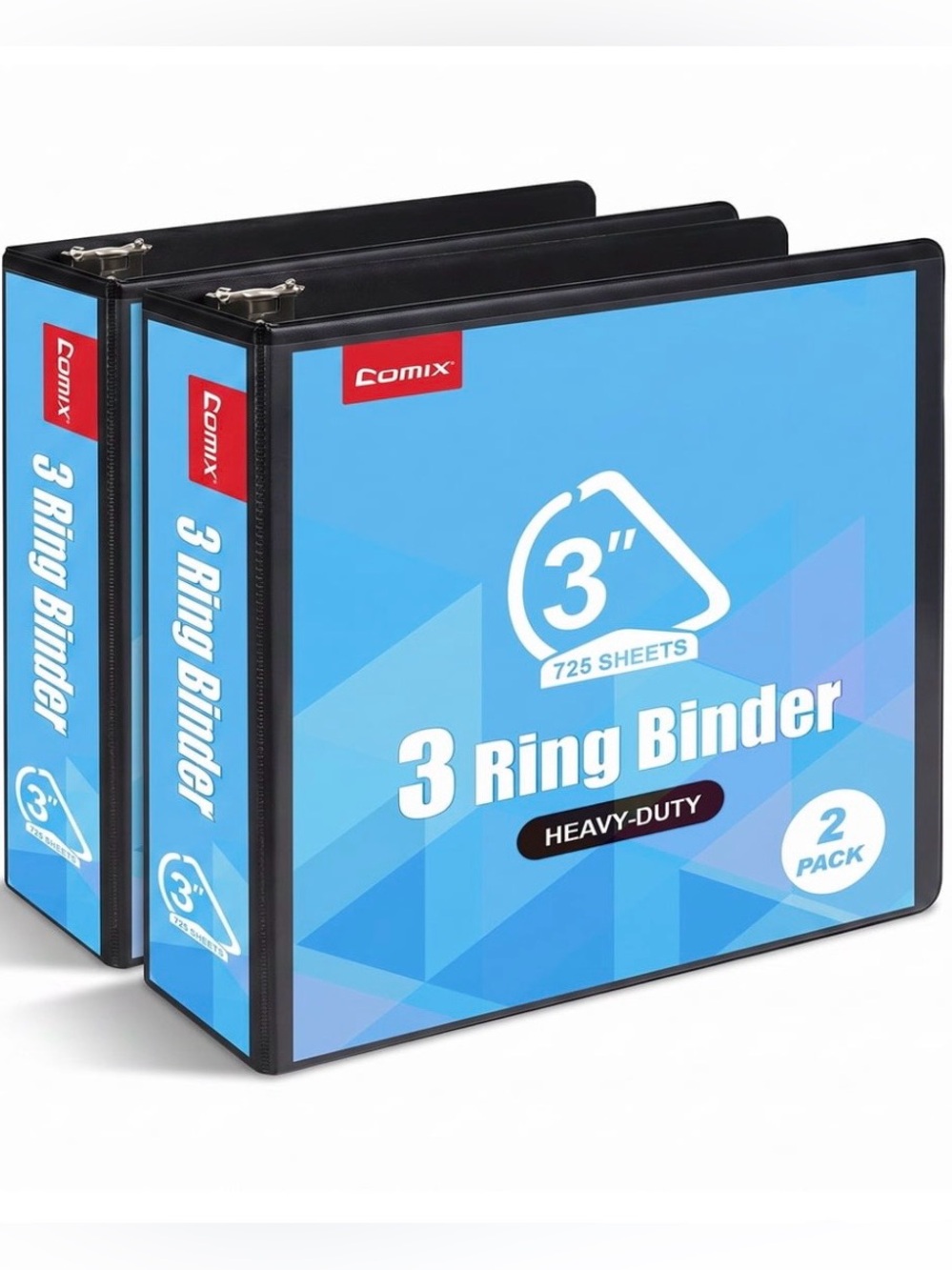 Two Comix 3-inch 3-Ring Binder, Clear View Cover, Heavy Duty D-Ring, Fits Letter